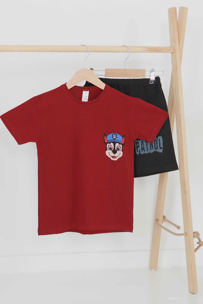 Erkek Çocuk Bordo Baskılı Eşofman Takımı - 27497 - TOFİSA