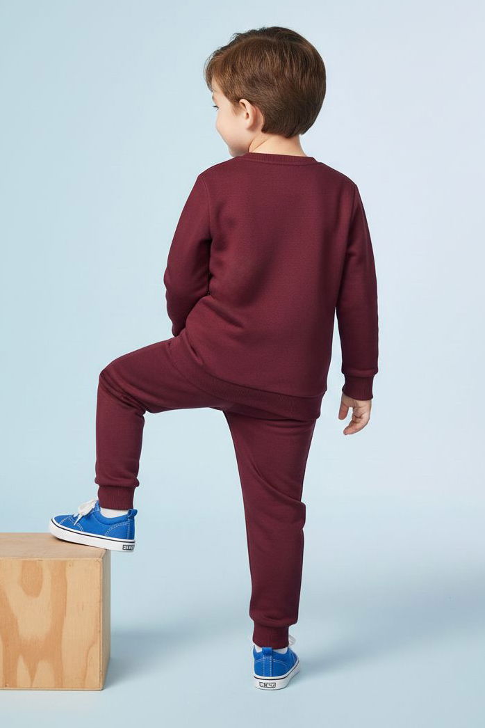 Erkek Çocuk Bordo Baskılı İki İplik Pijama Takımı - 28193-BORDO - 2