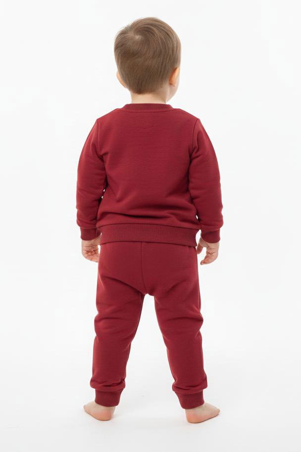 Erkek Çocuk Bordo Baskılı Şardonlu Eşofman Takımı - 28101-BORDO - TOFİSA
