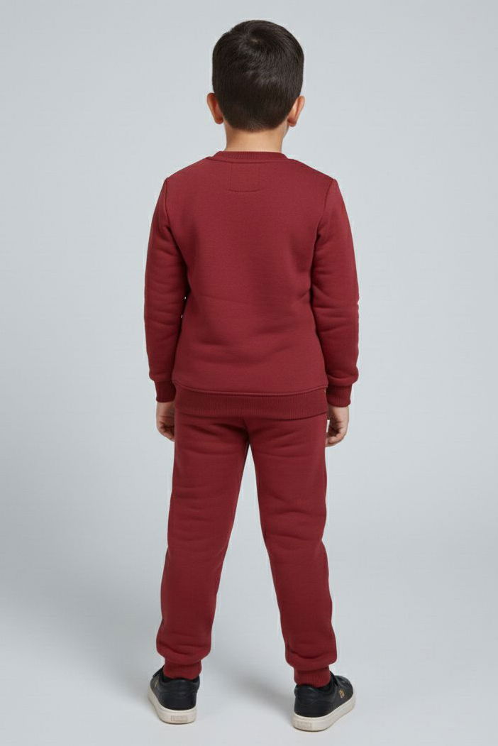 Erkek Çocuk Bordo Baskılı Şardonlu Pijama Takımı - 28097-BORDO - TOFİSA