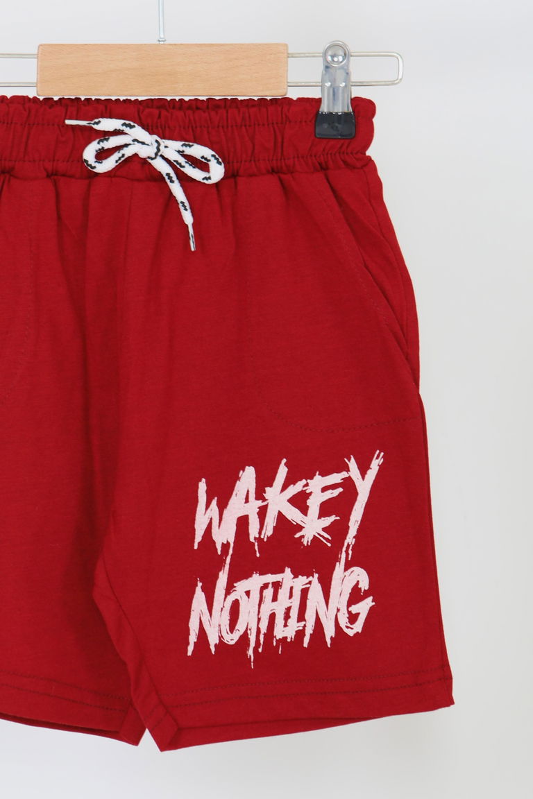 Erkek Çocuk Bordo Baskılı Şort - 27343 - TOFİSA