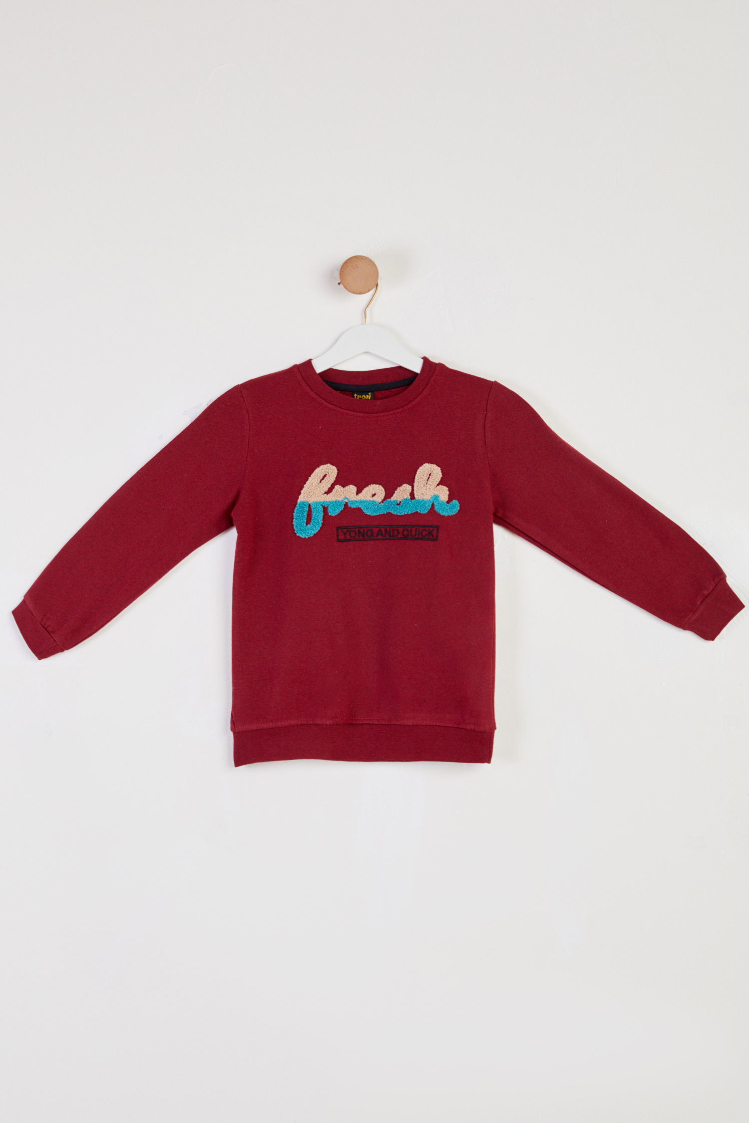 Erkek Çocuk Bordo Baskılı Sweatshirt - 26438 - 1