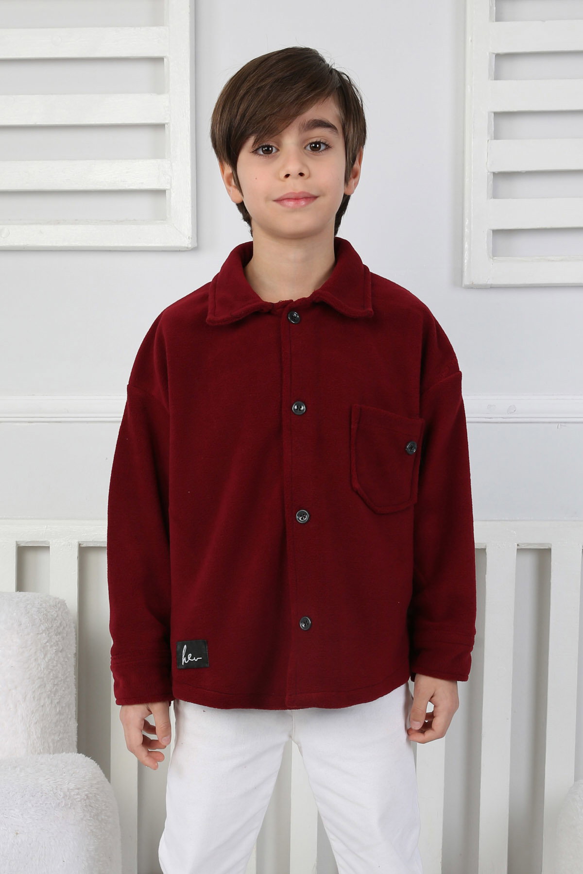 Erkek Çocuk Bordo Kışlık Erkek Çocuk Gömlek - 26714 - 1