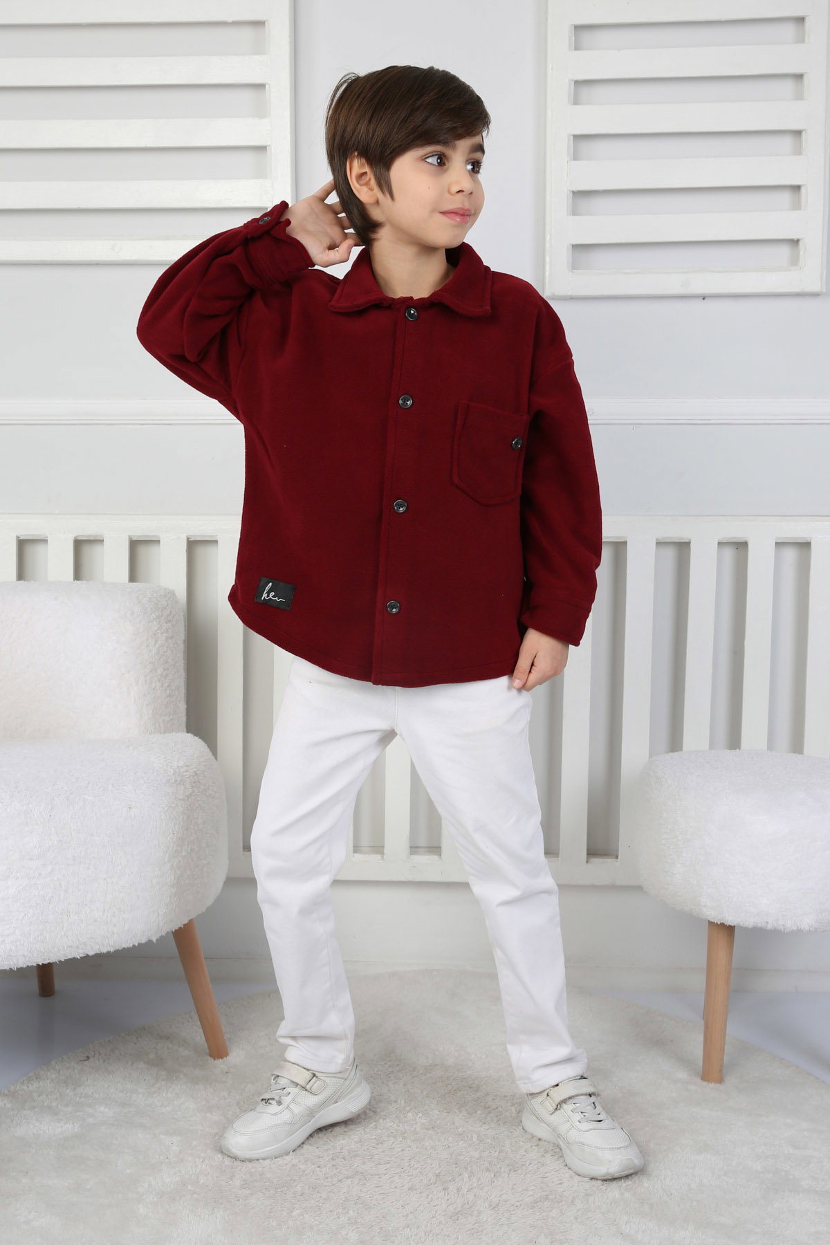 Erkek Çocuk Bordo Kışlık Erkek Çocuk Gömlek - 26714 - 2