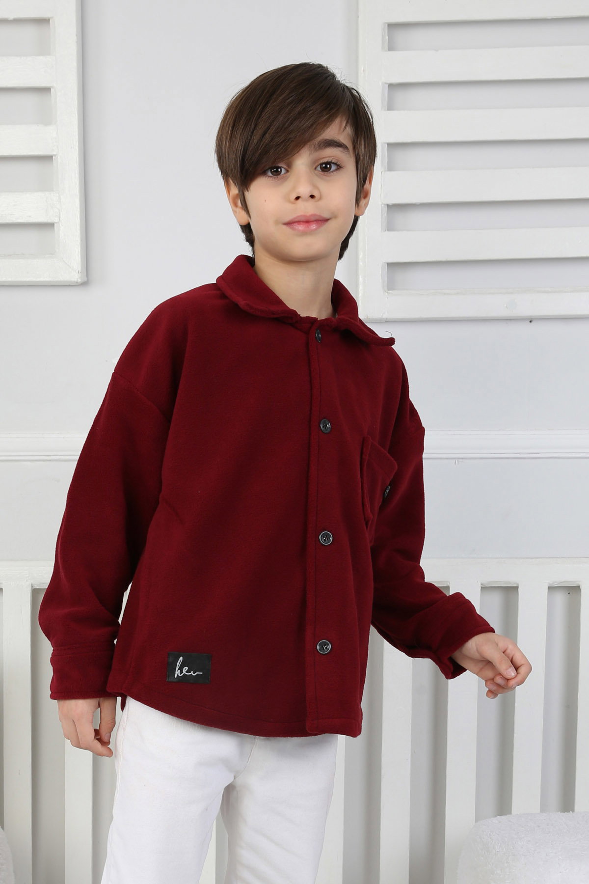 Erkek Çocuk Bordo Kışlık Erkek Çocuk Gömlek - 26714 - 3