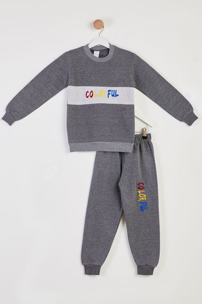 Erkek Çocuk Füme Baskılı Pijama Takımı - 26444 