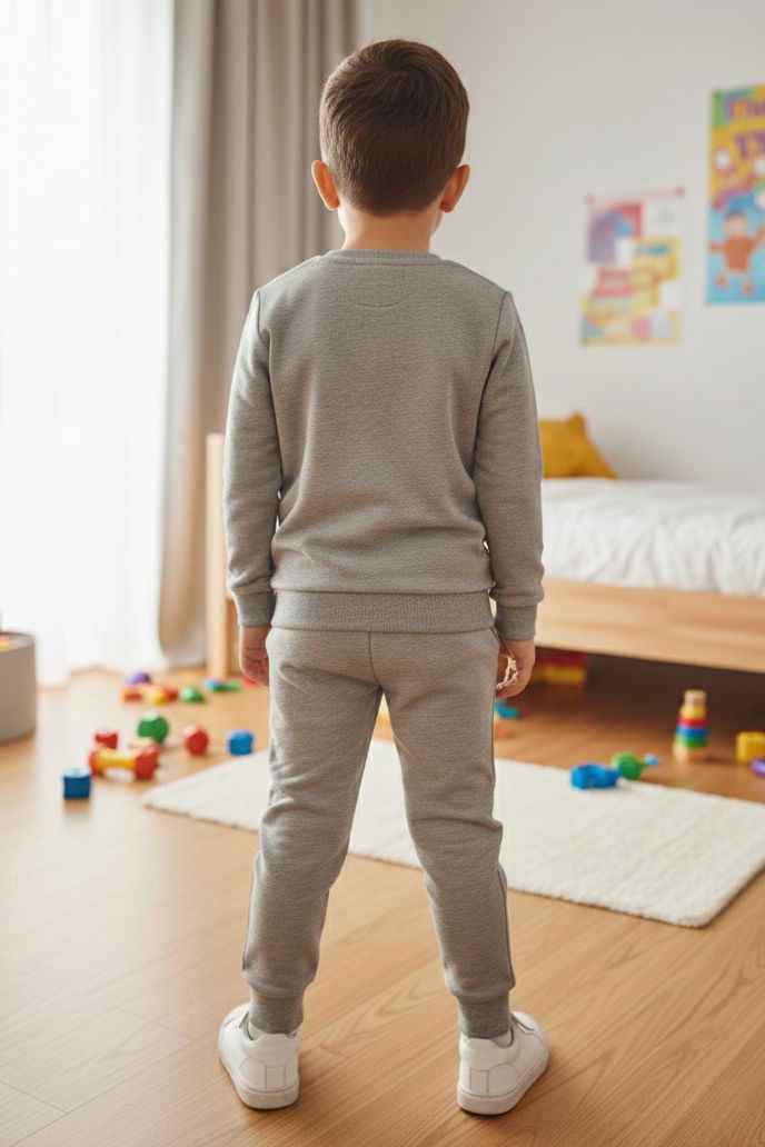 Erkek Çocuk Gri Baskılı İki İplik Çocuk Pijama Takımı - 28273-GRI - 3