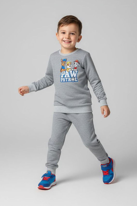 Erkek Çocuk Gri Baskılı İki İplik Pijama Takımı - 28193-GRI - TOFİSA