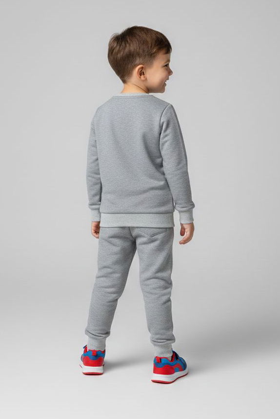 Erkek Çocuk Gri Baskılı İki İplik Pijama Takımı - 28193-GRI - 2