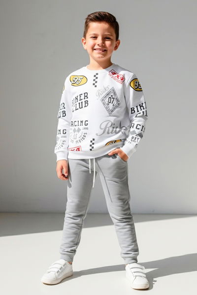 Erkek Çocuk Gri Baskılı İkili Takım - 27959-GRI 