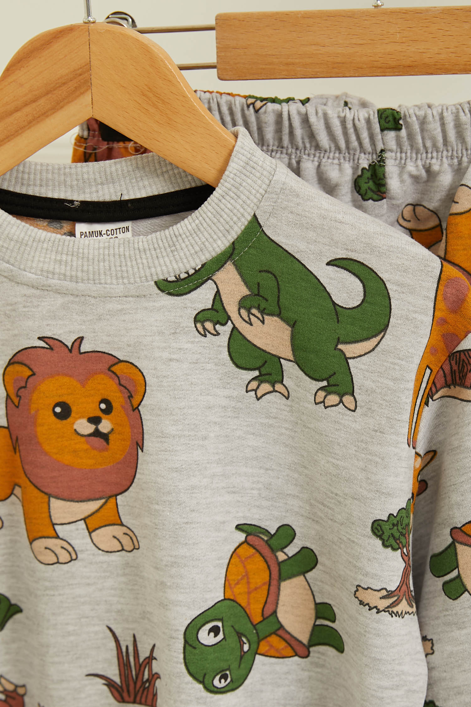 Erkek Çocuk Gri Baskılı Pijama Takımı - 26803 - 2
