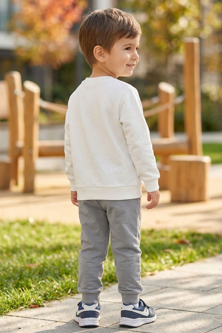 Erkek Çocuk Gri Baskılı Şardonlu İkili Takımı - 28351-GRI - 2