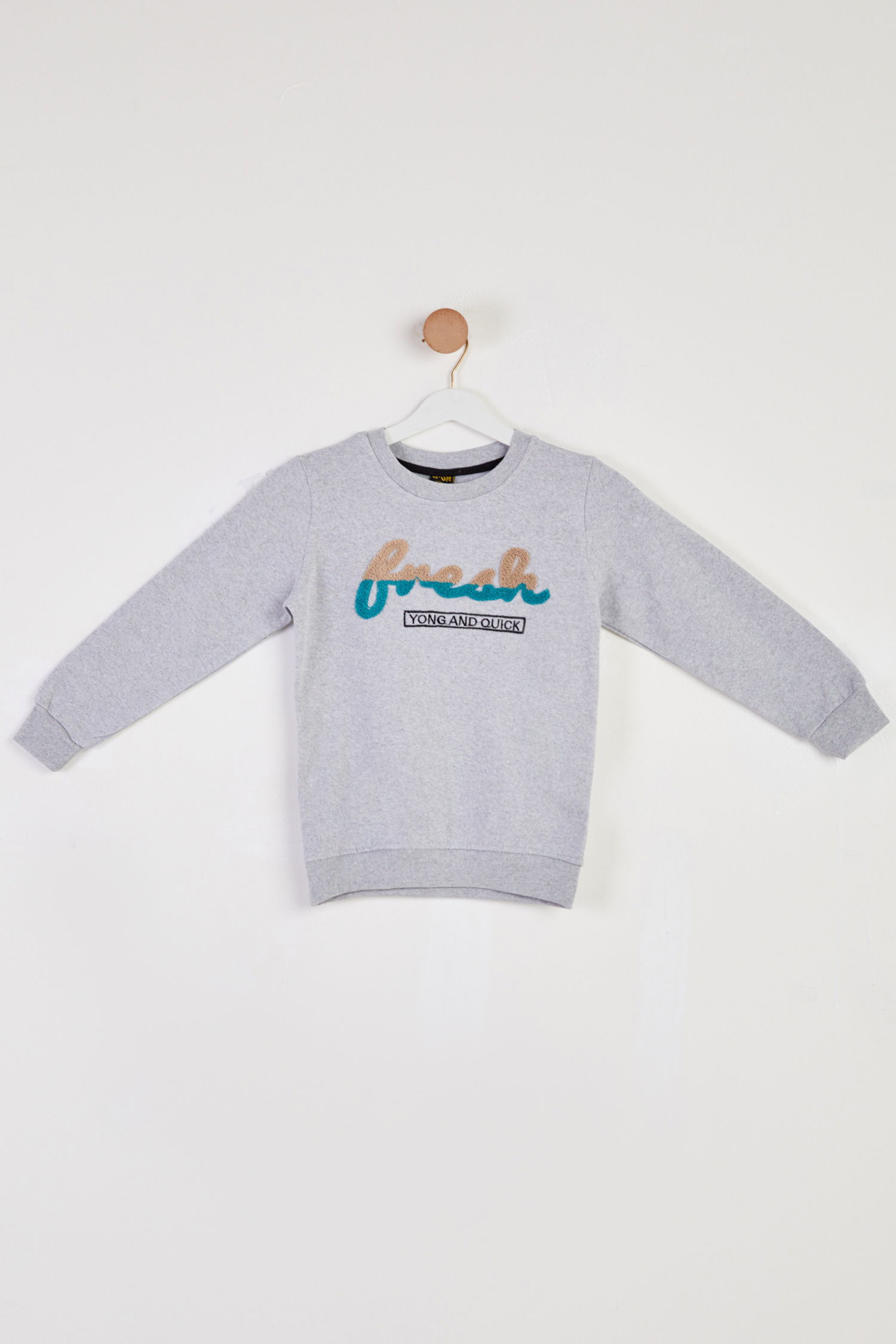 Erkek Çocuk Gri Baskılı Sweatshirt - 26438 - 1