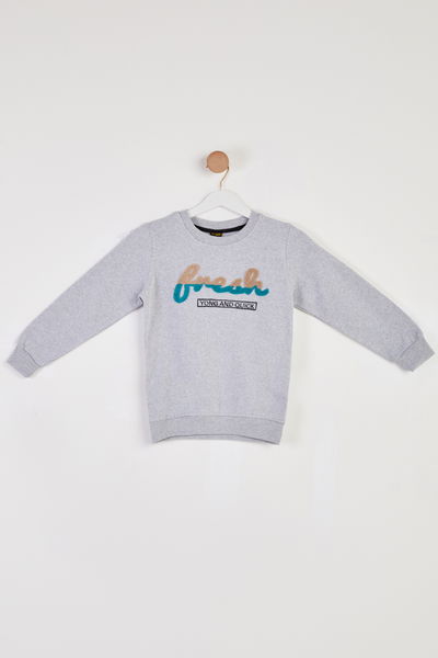 Erkek Çocuk Gri Baskılı Sweatshirt - 26438 