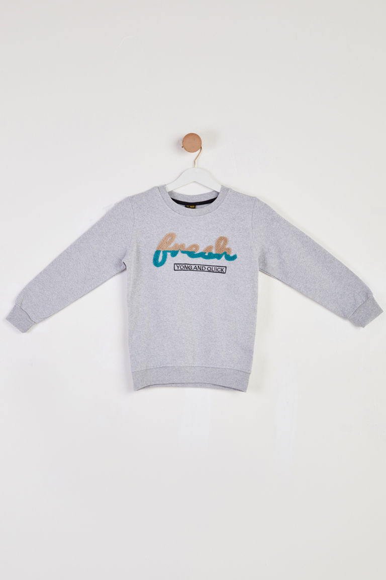 Erkek Çocuk Gri Baskılı Sweatshirt - 26438