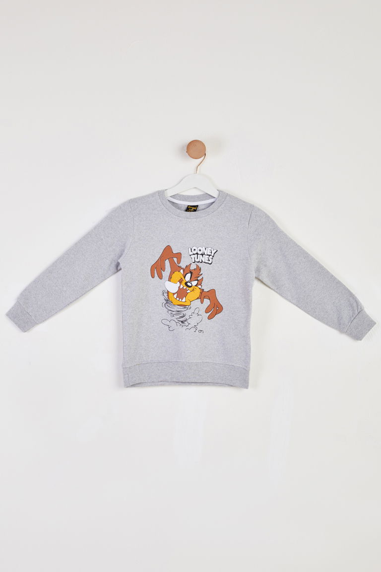 Erkek Çocuk Gri Baskılı Sweatshirt - 26439 - TOFİSA