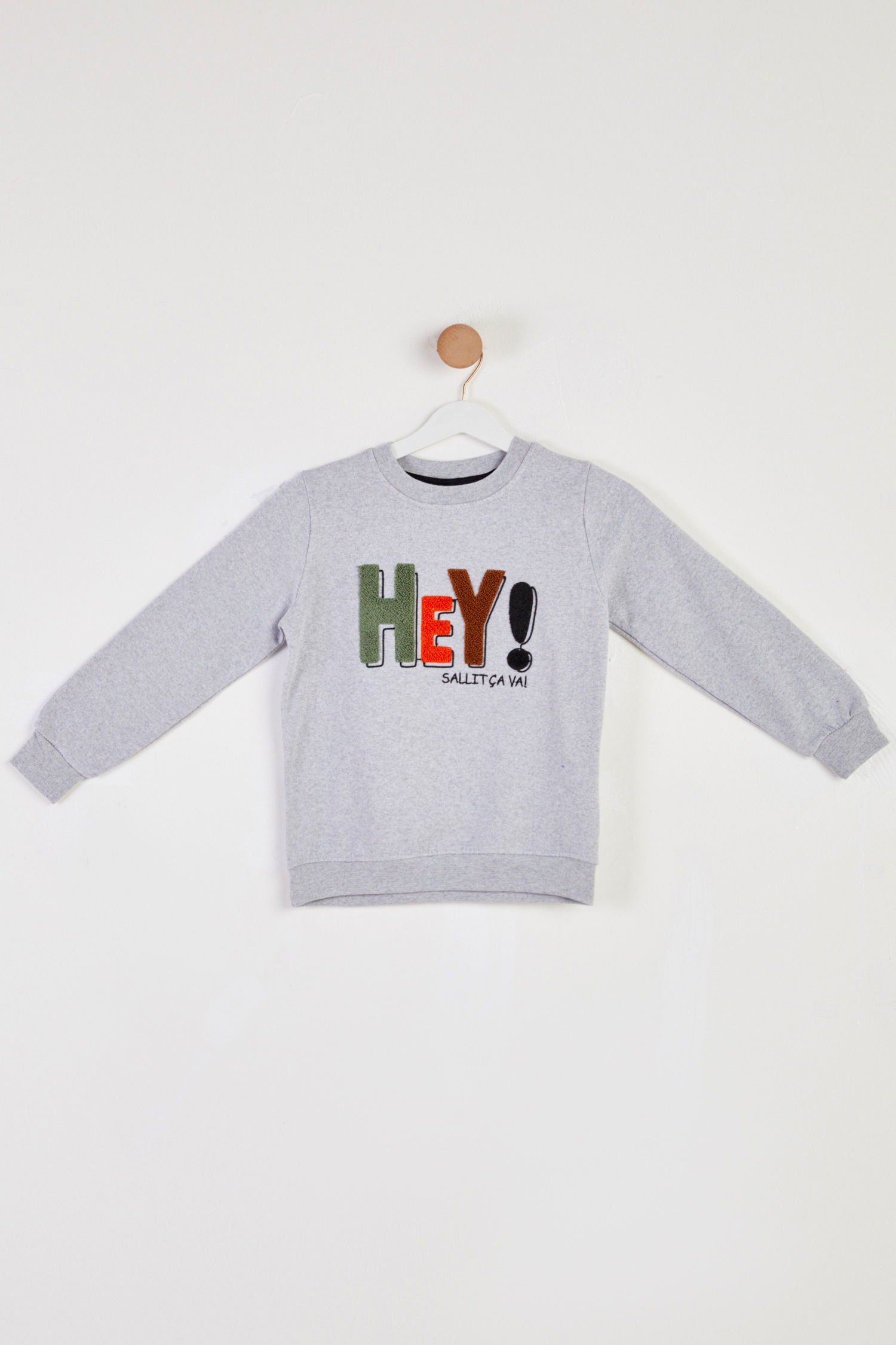 Erkek Çocuk Gri Baskılı Sweatshirt - 26440 - 1