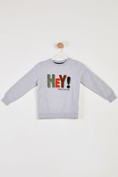 Erkek Çocuk Gri Baskılı Sweatshirt - 26440 