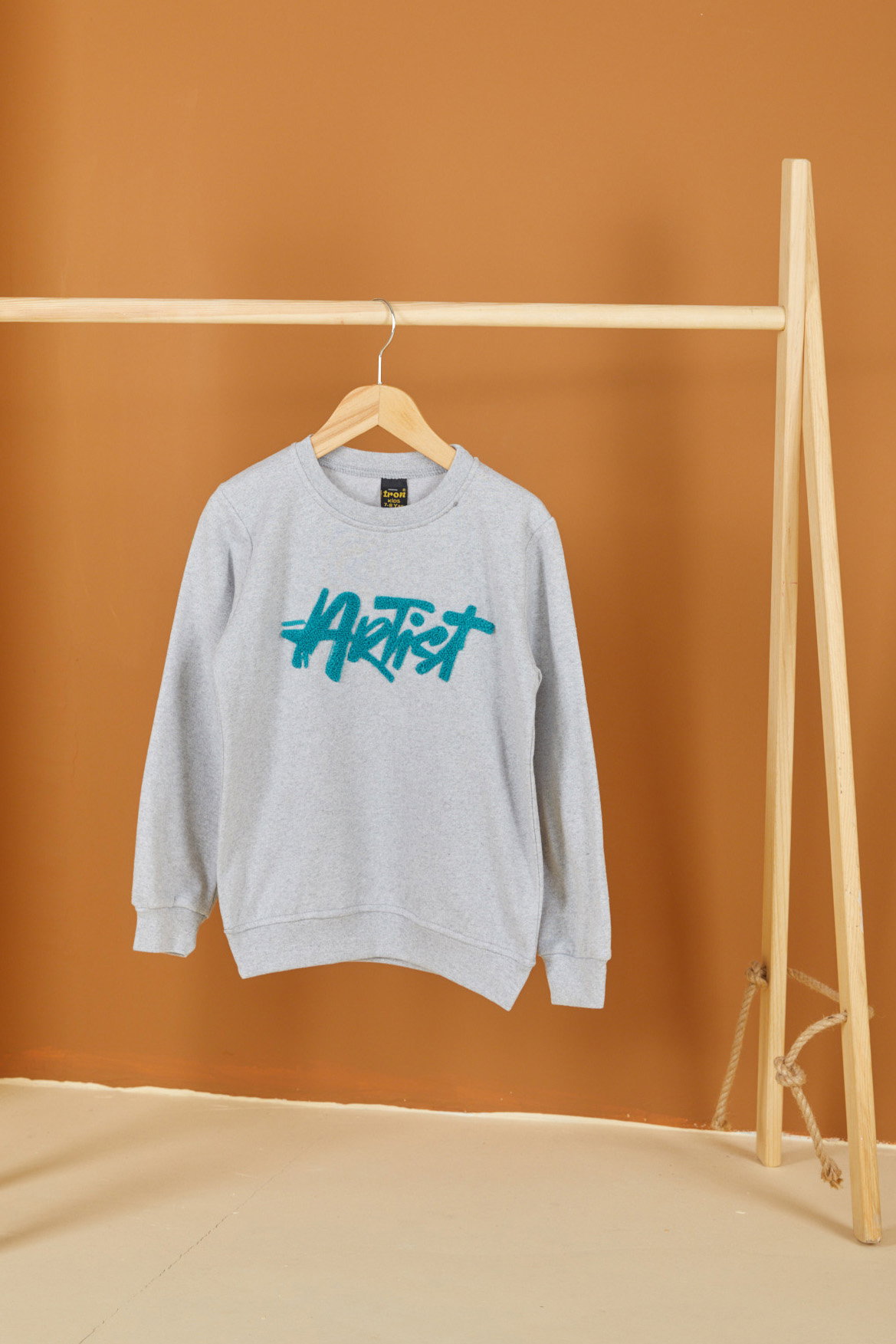 Erkek Çocuk Gri Nakışlı Sweatshirt - 26553 - 1