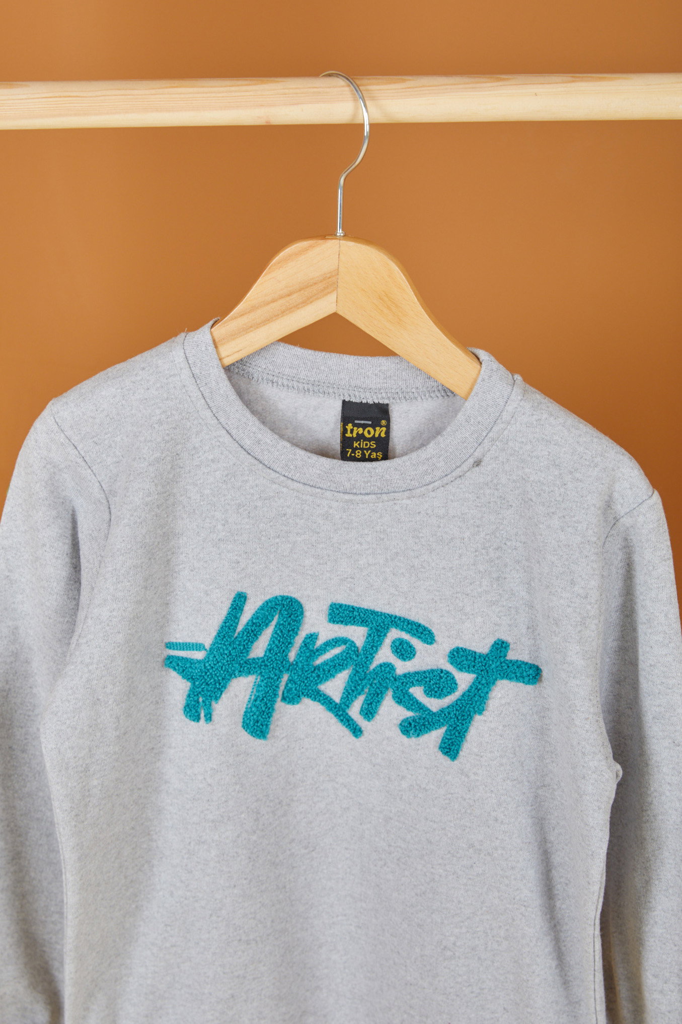 Erkek Çocuk Gri Nakışlı Sweatshirt - 26553 - 2
