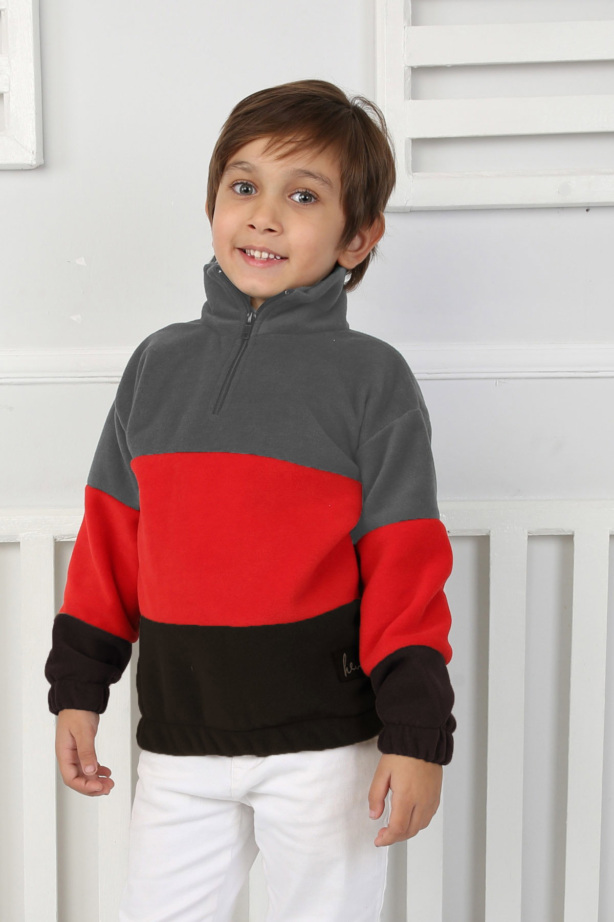 Erkek Çocuk Gri Renkli Çocuk Polar Sweat - 26724 - 1