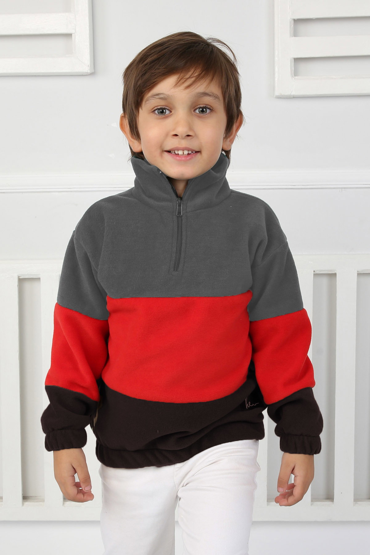 Erkek Çocuk Gri Renkli Çocuk Polar Sweat - 26724 - 3