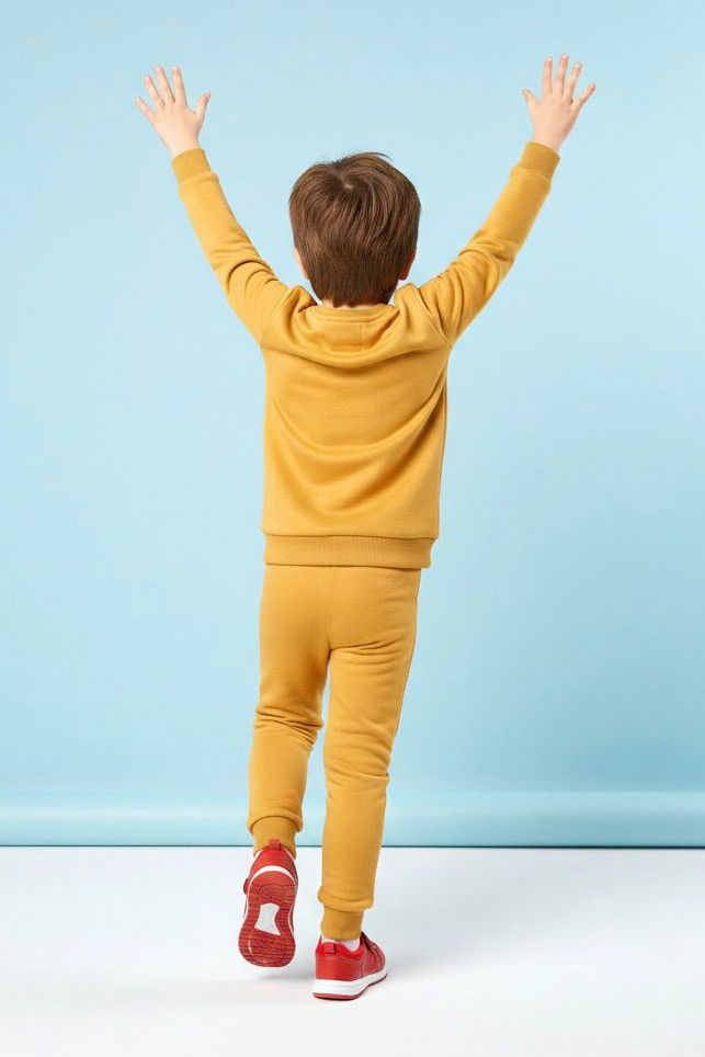 Erkek Çocuk Hardal Baskılı İki İplik Pijama Takımı - 28199-HARDAL - TOFİSA