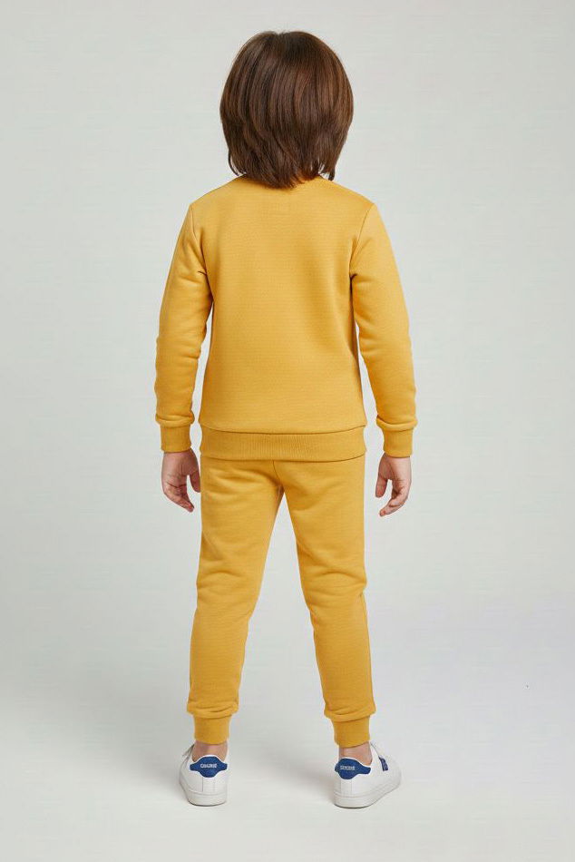 Erkek Çocuk Hardal Baskılı İki İplik Pijama Takımı - 28231-HARDAL - 2