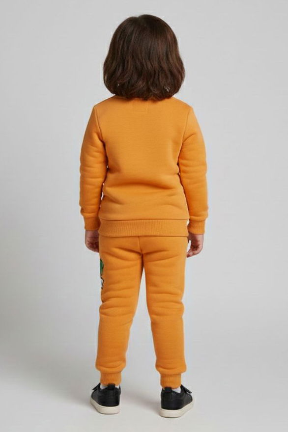 Erkek Çocuk Hardal Baskılı Şardonlu Pijama Takımı - 28100-HARDAL - TOFİSA