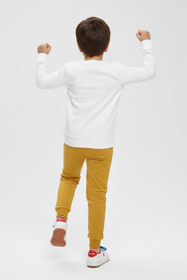 Erkek Çocuk Hardal Baskılı Şardonlu Pijama Takımı - 28242-HARDAL - 2