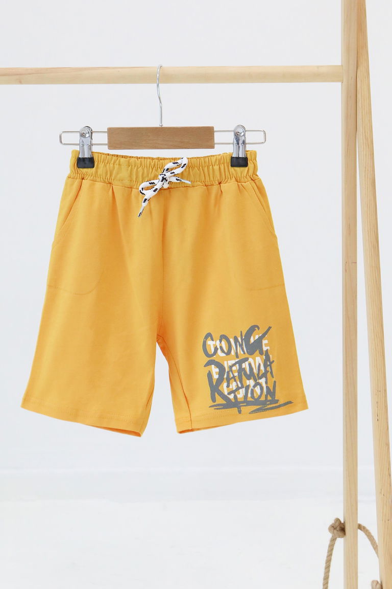 Erkek Çocuk Hardal Baskılı Şort - 27330 - TOFİSA