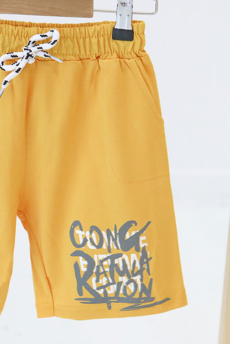 Erkek Çocuk Hardal Baskılı Şort - 27330 - TOFİSA