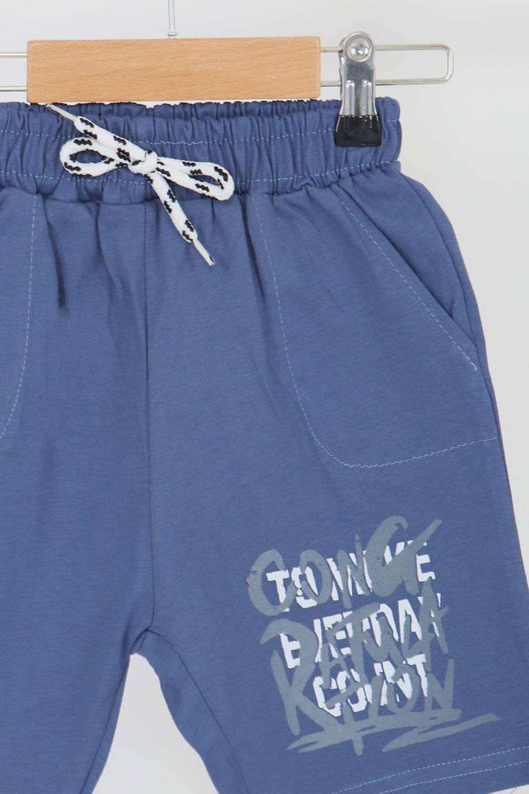 Erkek Çocuk Indigo Baskılı Şort - 27330 - TOFİSA