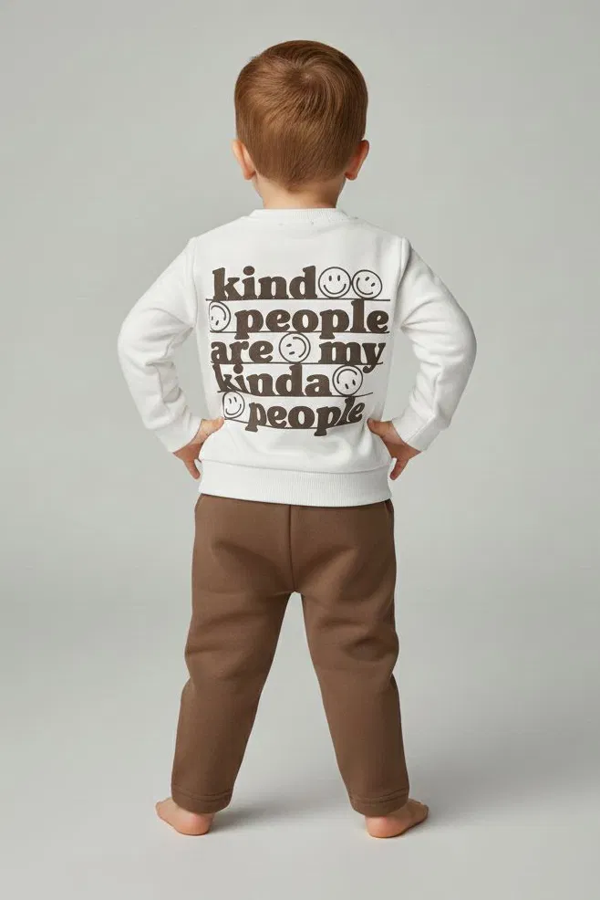 Erkek Çocuk Kahve Baskılı Şardonlu Pijama Takımı - 28131-KAHVE - 1