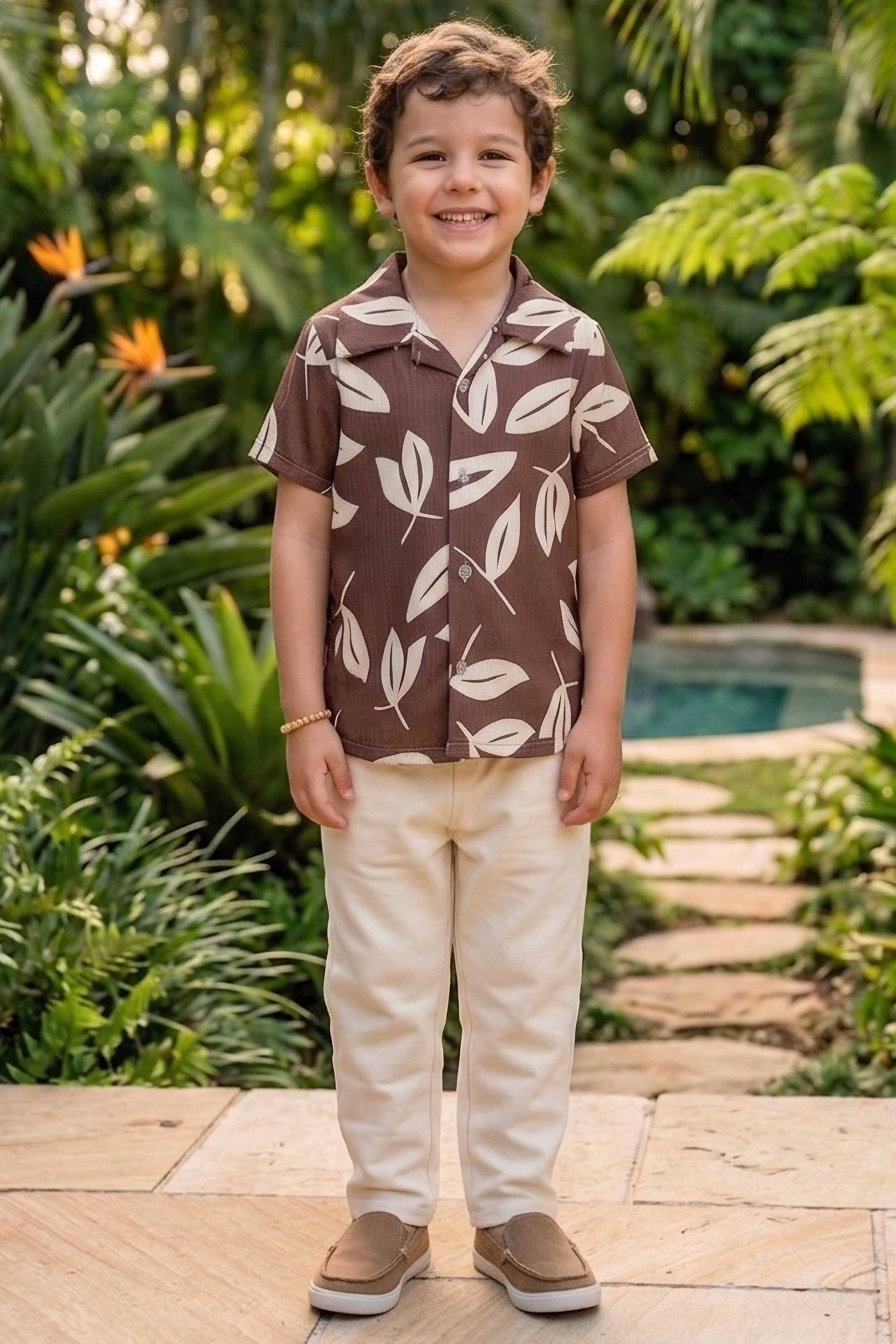 Erkek Çocuk Kahve Desenli Bürümcük İkili Takım - 28400-KAHVE - 1