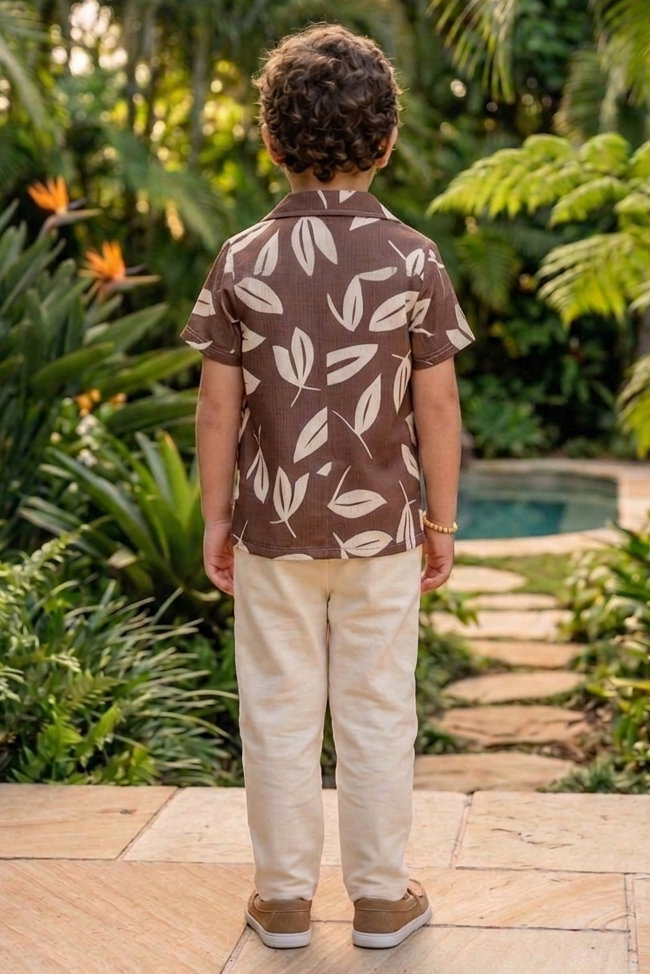 Erkek Çocuk Kahve Desenli Bürümcük İkili Takım - 28400-KAHVE - 2