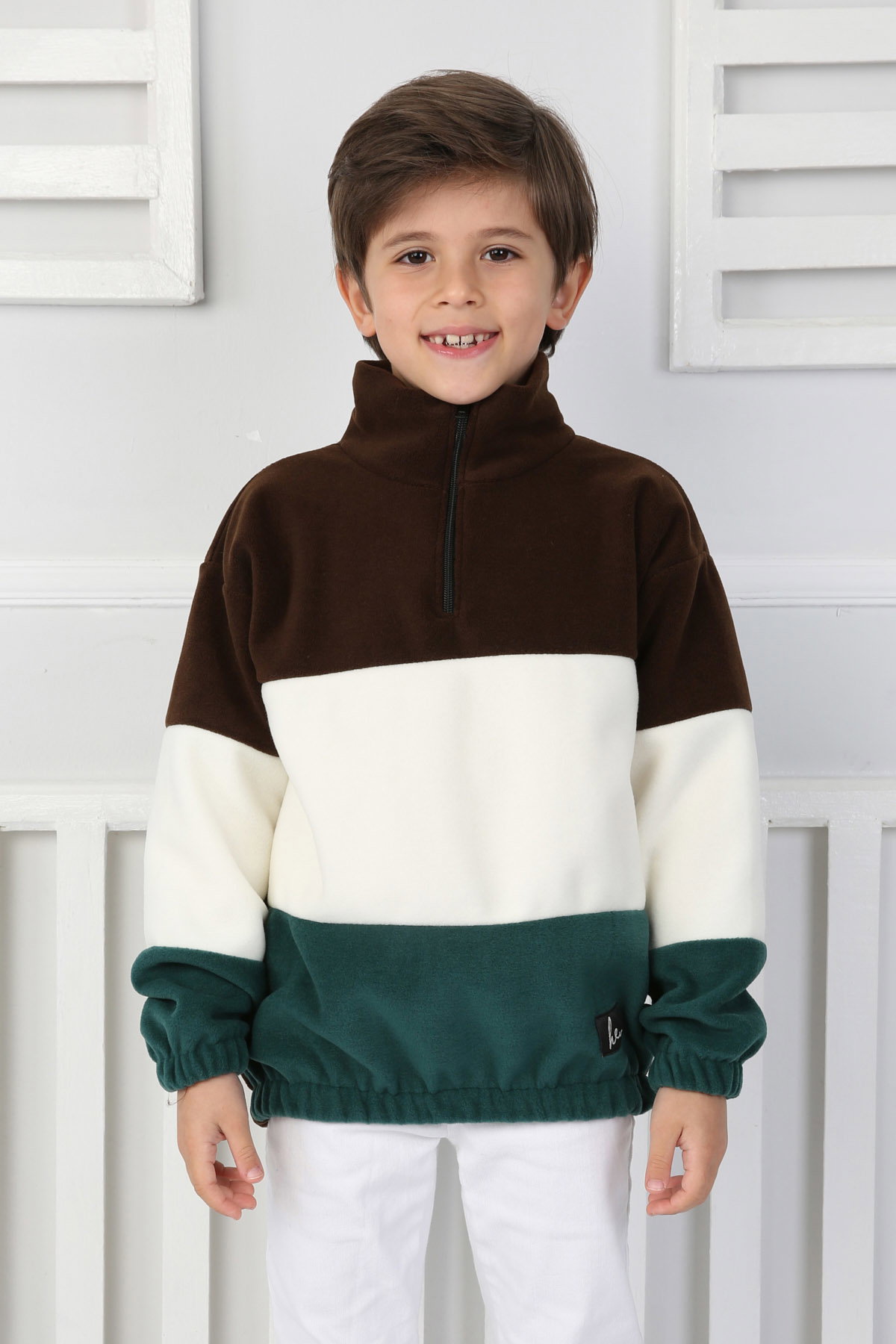 Erkek Çocuk Kahve Renkli Çocuk Polar Sweat - 26724 - 1