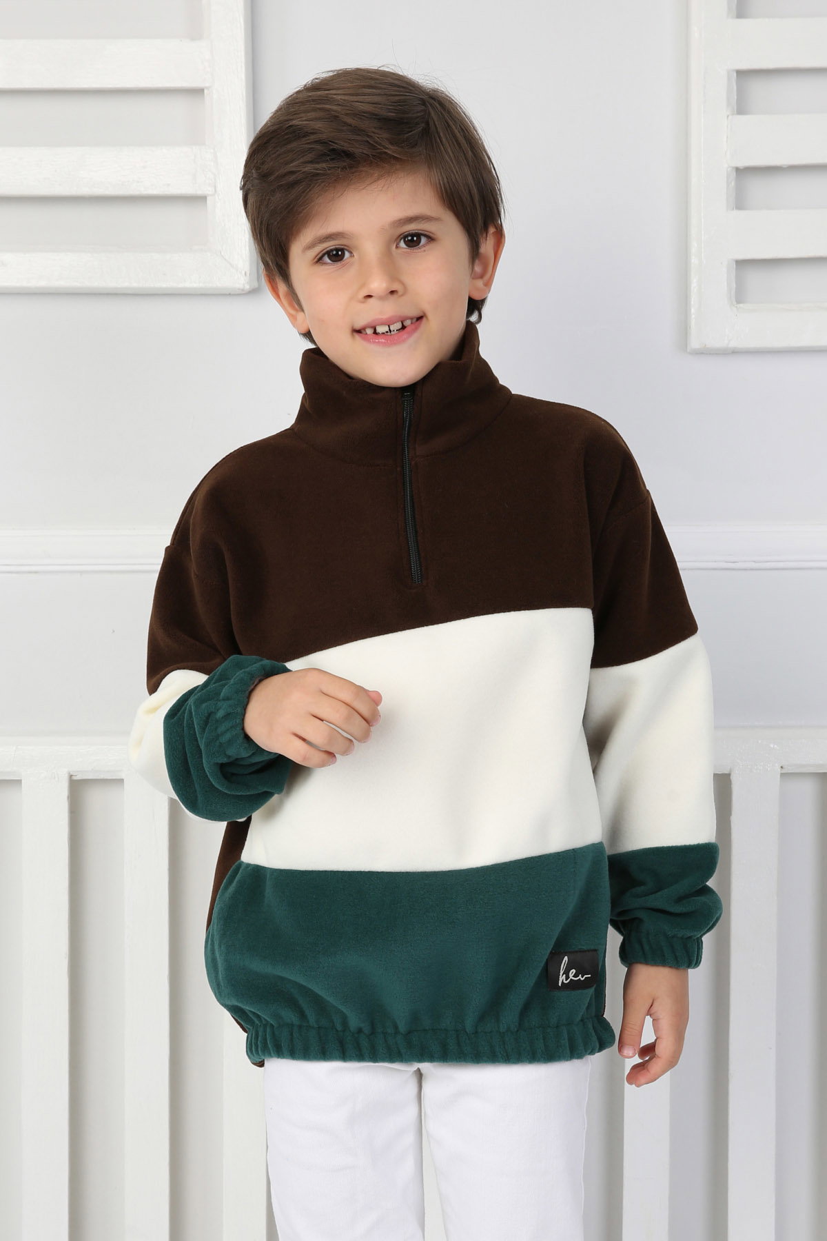 Erkek Çocuk Kahve Renkli Çocuk Polar Sweat - 26724 - 2