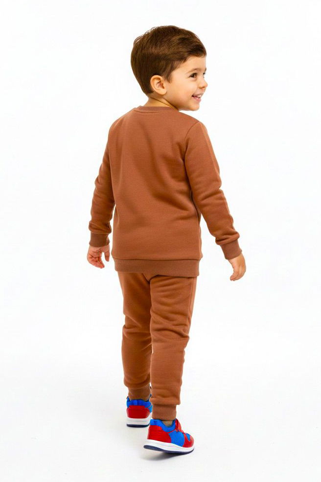 Erkek Çocuk Kiremit Baskılı İki İplik Pijama Takımı - 28193-KIREMIT - 2