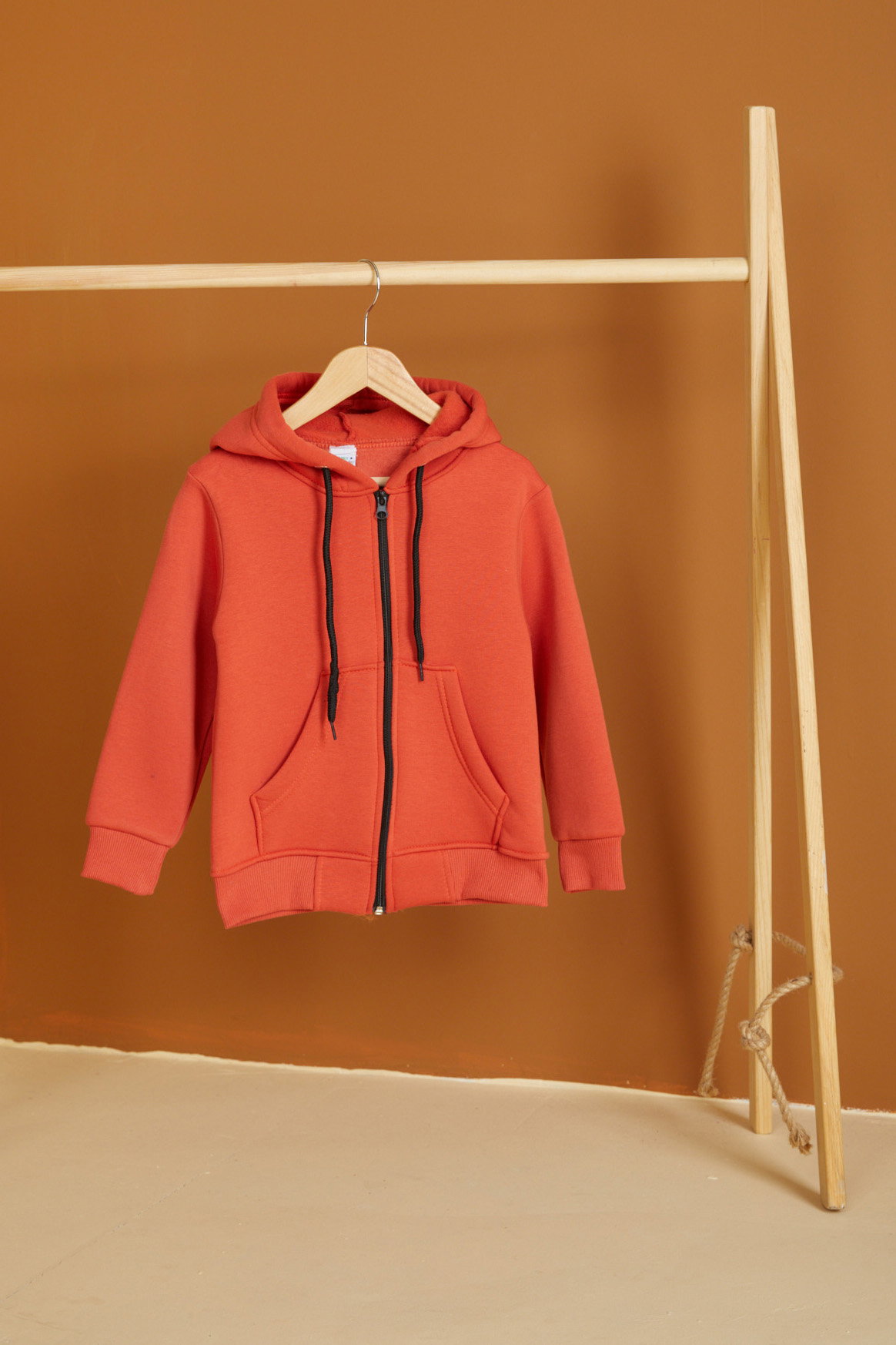 Erkek Çocuk Kiremit Fermuarlı sweatshirt - 26557 - 1