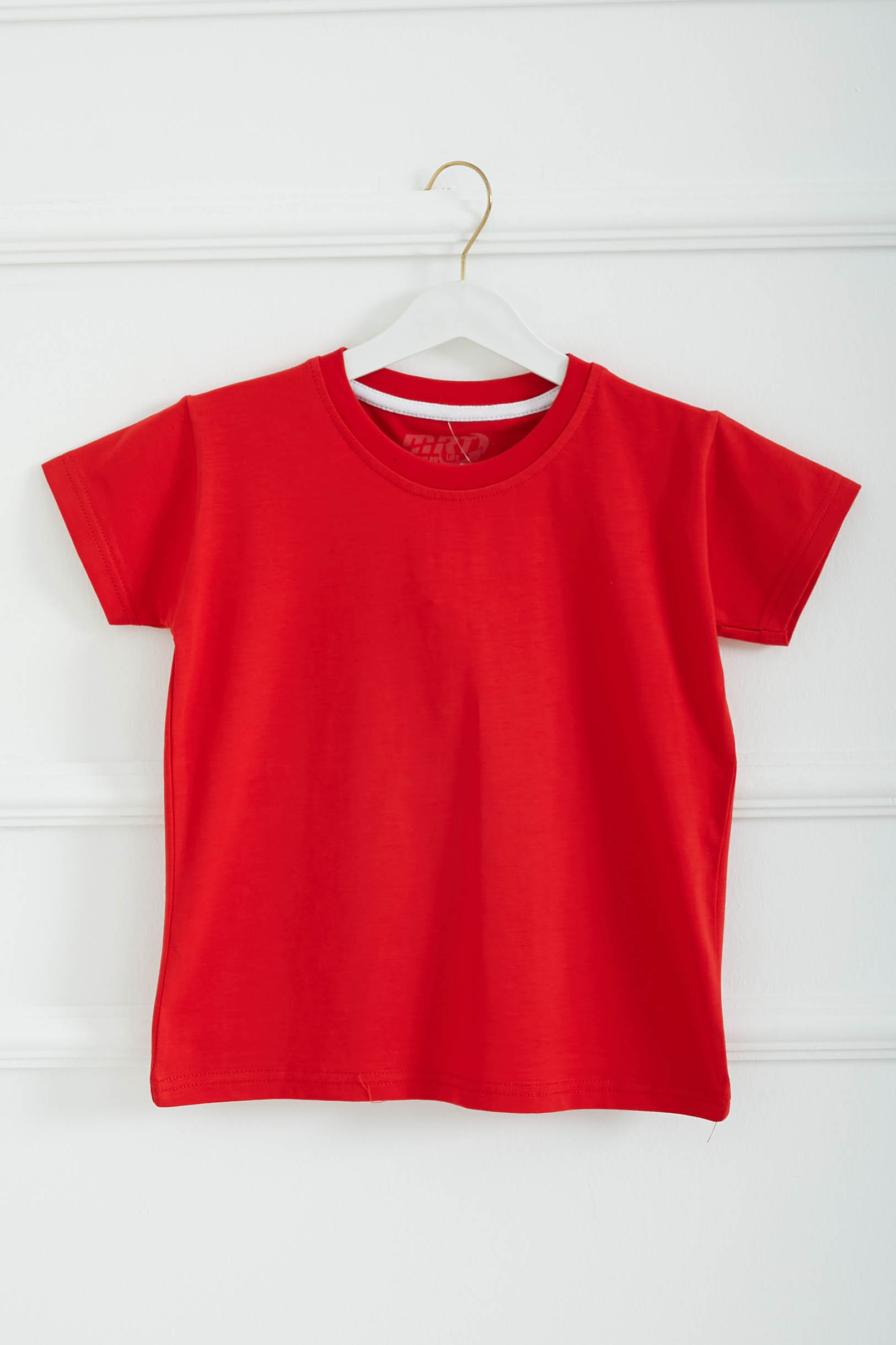Erkek Çocuk Kirmizi Bisiklet Yaka Basic Kısa Kollu T-Shirt - 26845 - 1