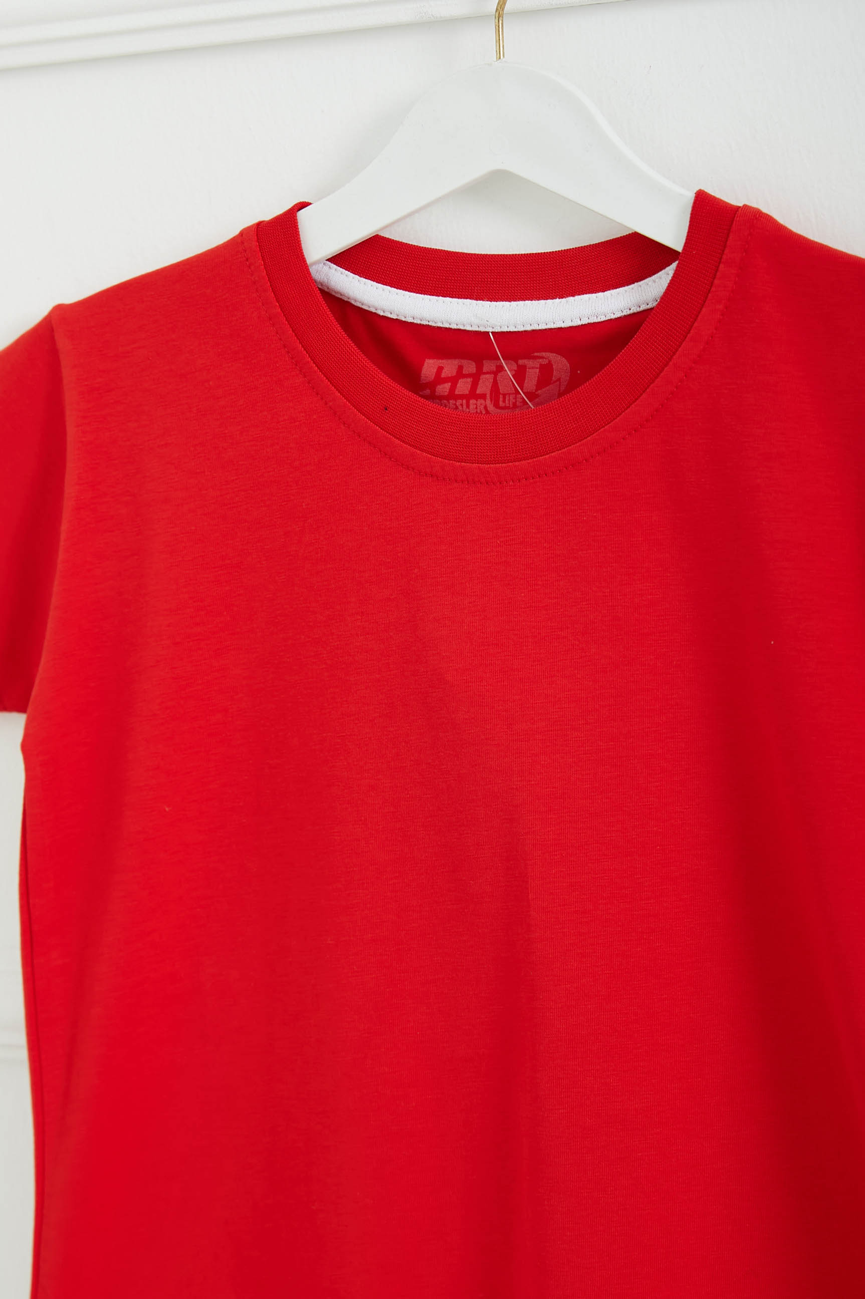 Erkek Çocuk Kirmizi Bisiklet Yaka Basic Kısa Kollu T-Shirt - 26845 - 2