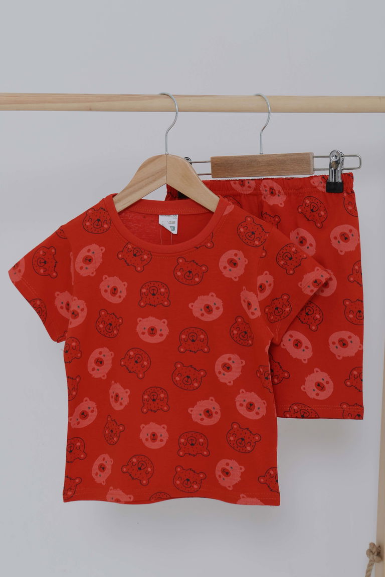 Erkek Çocuk Kirmizi Desenli İkili Takım - 27060 - TOFİSA