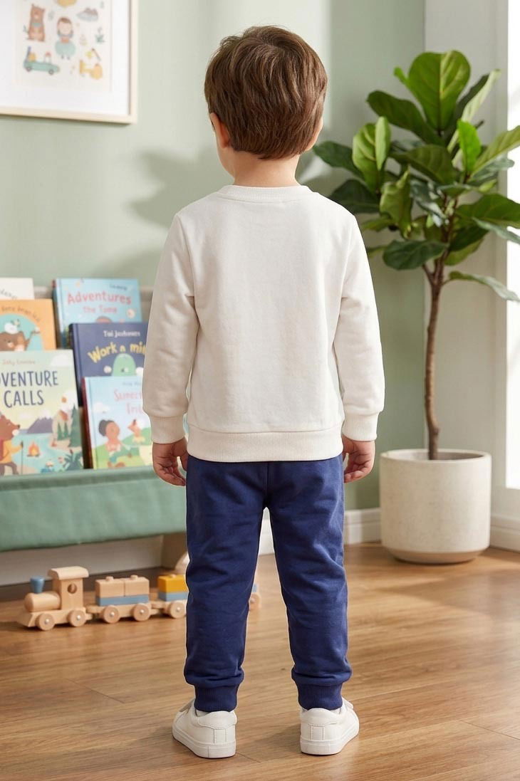 Erkek Çocuk Lacivert Baskılı Şardonlu İkili Takımı - 28353-LACIVERT - 2