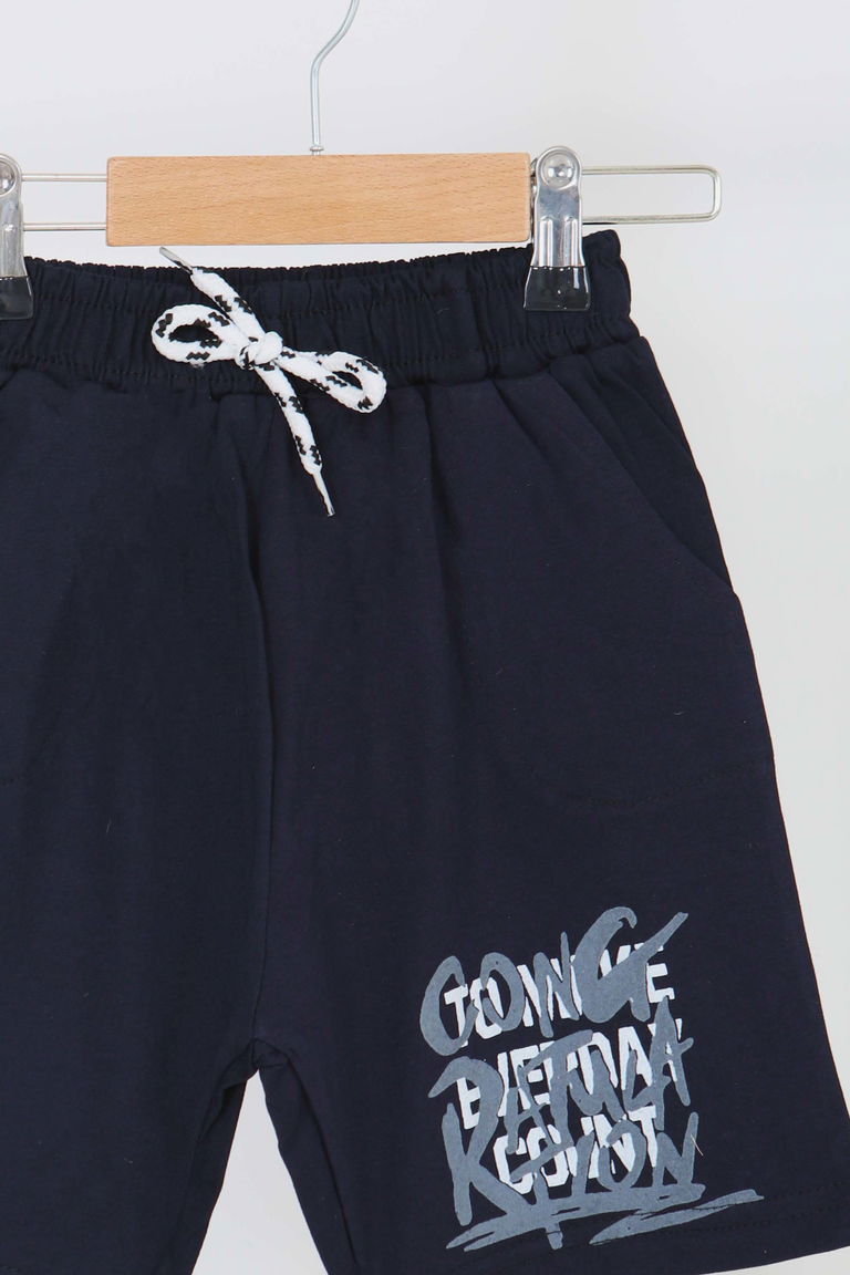 Erkek Çocuk Lacivert Baskılı Şort - 27330 - TOFİSA