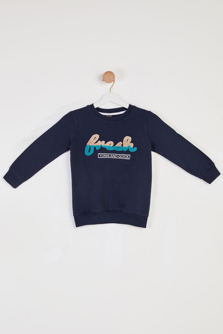 Erkek Çocuk Lacivert Baskılı Sweatshirt - 26438 - TOFİSA