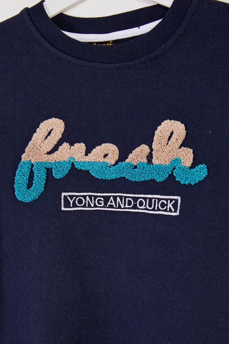 Erkek Çocuk Lacivert Baskılı Sweatshirt - 26438 - TOFİSA