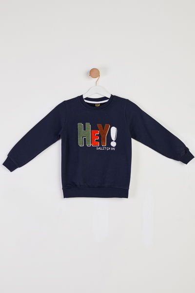Erkek Çocuk Lacivert Baskılı Sweatshirt - 26440 