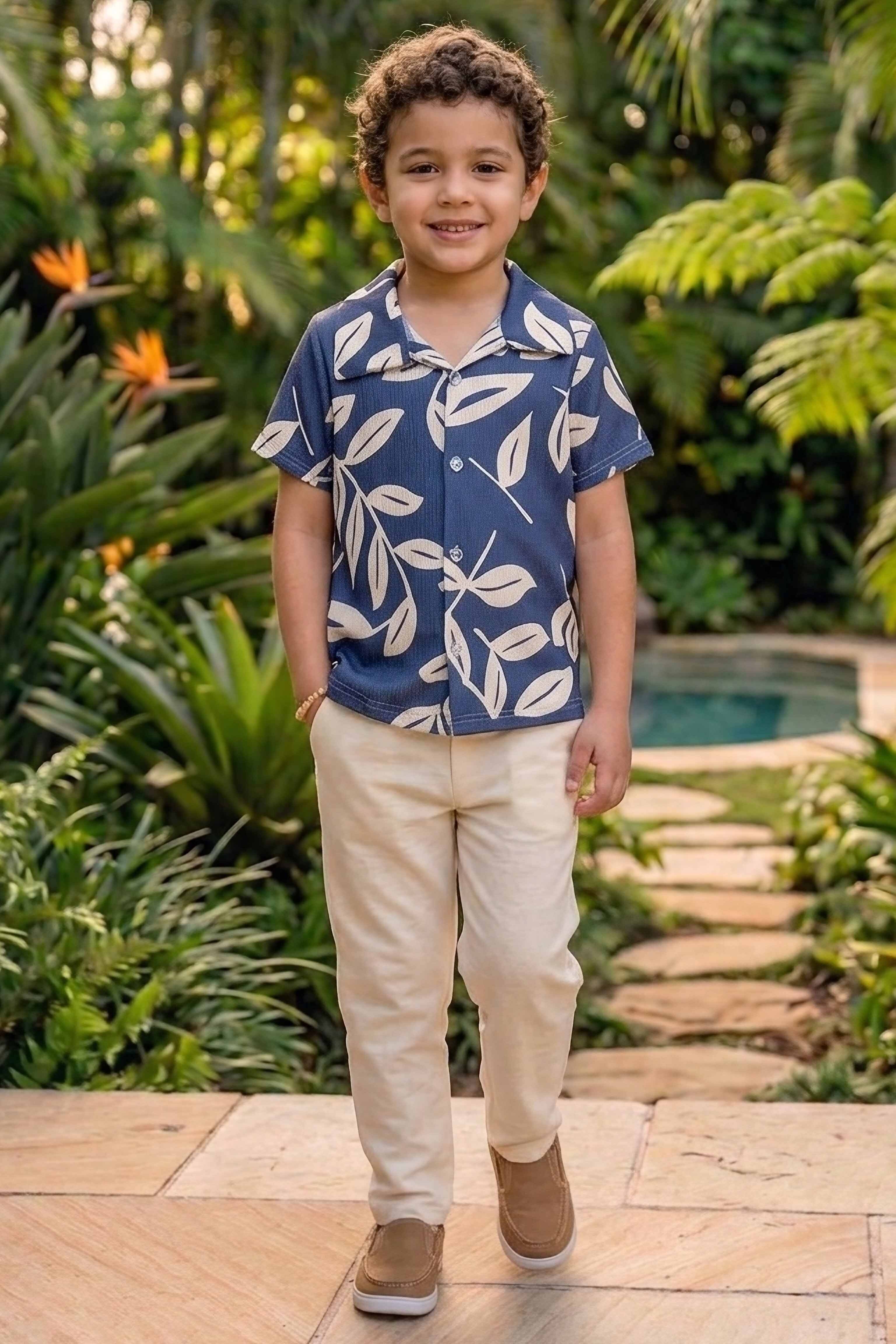 Erkek Çocuk Lacivert Desenli Bürümcük İkili Takım - 28400-LACIVERT - 1