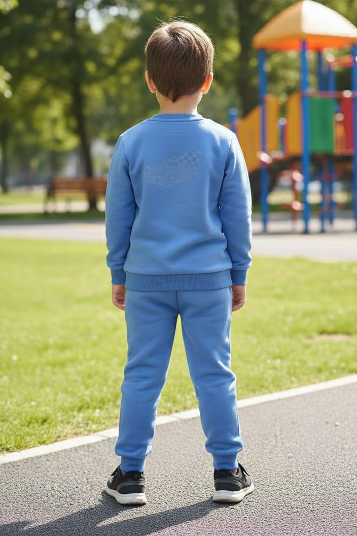 Erkek Çocuk Mavi Baskılı İki İplik Çocuk Pijama Takımı - 28273-MAVI - 2